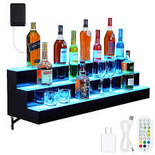 LIQUOR SHELF / 3 TIER / BLACK / MULTI COLOR LED'S / 30"