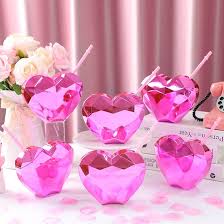 20 OZ HEART SHAPED NOVELTY CUP / PINK / CUP WITH LID & STRAW