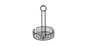 BLACK ROUND MEDITERRANEAN WROUGHT IRON CONDIMENT CADDY