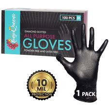 NITRILE GLOVE / MEDIUM / BLACK / HD / EMPRESS [10/100/1,000]