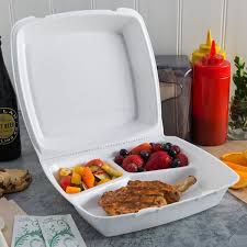 10 INCH 3 COMPARTMENT FOAM TRAY - WHITE - CASE 500