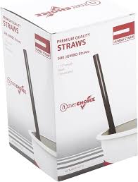 5.75" JUMBO STRAW / BLACK /  UNWRAPPED (50/250/12,500)