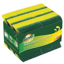 6" X 3 1/2" SPONGE WITH GREEN SCRUBBER - 6/PACK