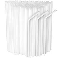 8" FLEXIBLE WRAPPED STRAWS / W HITE (20/500/10,000)