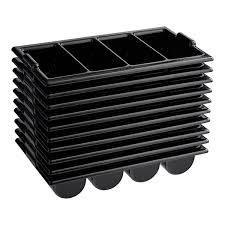 CUTLERY BIN BLACK - 4 COMPARTMENT [EACH]