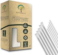 PAPER STRAWS WRAPPED / WHITE / BARCONIC BIODEGRADABLE 7 3/4"