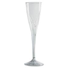 COMET PLASTIC CHAMPAGNE GLASSES, 4 OZ., CLEAR,