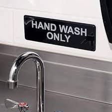 HAND WASH ONLY SIGN - BLACK AND WHITE, 9" X 3" (EACH)