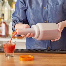 2 QT. WHITE POUR BOTTLE WITH ORANGE SPOUT AND CAP
