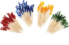 FRILL PICK / 4" / ASSORTED COLORS /10,000 PER CASE [CASE]