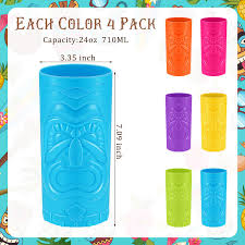 PLASTIC TIKI GLASS - 24OZ - BLUE