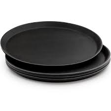 14 INCH ROUND - BLACK NON-SKID FIBERGLASS SERVING TRAY