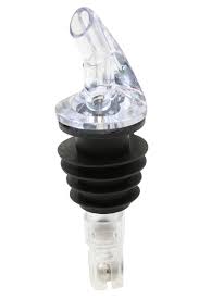 CLEAR PLASTIC POURER WITH EXTRA LARGE POLY-KORK TO FIT