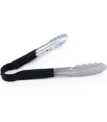 SPRING TONGS - COLOR CODED - 9" BLACK