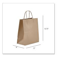 PAPER BAG / WITH HANDLES / 12 X 9 X 15.75 / 200 PER CASE
