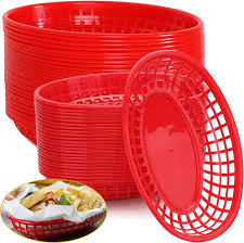 FAST FOOD BASKETS / RED / OVAL 9.25" X 5.75" (DOZEN)