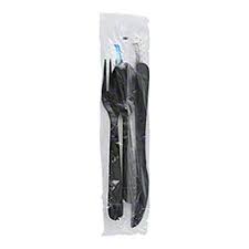 CRYSTAL WARE BLACK K/F/TS/S&P NAPKIN KIT SLEEK HEAVY WEIGHT