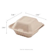 6 X 6 /  BIODEGRADABLE MOLDED FIBER HINGED TRAY (500/CS)