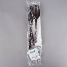 CUTLERY KIT / MEDIUM WEIGHT / BLACK (F,K,S,S&P NAPKIN)