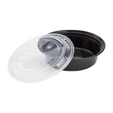 48 OZ BLACK ROUND MICROWAVABLE HEAVY WEIGHT CONTAINER WITH