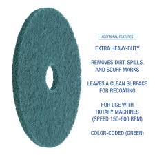 HEAVY-DUTY GREEN SCRUBBING FLOOR PADS / 20" DIAMETER