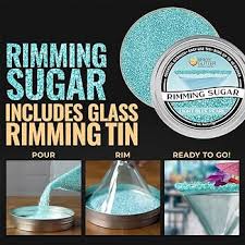 BARSUPPLY'S BLUE RIMMING SUGAR 1 LB. POUCH