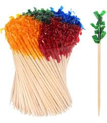 FRILL / REGULAR CELLOPHANE-FRI LL WOOD PICKS, 2 1/2", ASSORTE