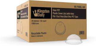 PET DOME LID W/ HOLE / FITS 16 - 24 OZ  (20/50/1,000)
