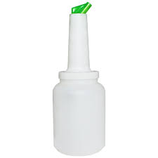 2 QT. WHITE POUR BOTTLE WITH GREEN SPOUT AND CAP