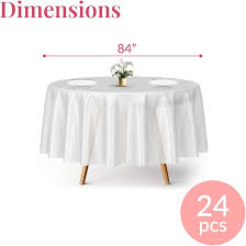 TABLE SET ROUND TABLE COVER, PLASTIC, 84" DIA, WHITE, 6/PAC