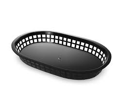 FAST FOOD BASKET / BLACK / OVAL / 11" X 7" (12/PK)