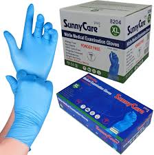 LARGE NITRILE GLOVE / BLUE / EXAM GRADE / POWDER