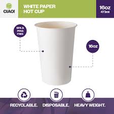 16 OZ PAPER HOT CUP / WHITE (20/50/1,000) (BHC)