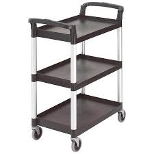 BLACK UTILITY / BUS CART WITH THREE SHELVES - 32" X 16"