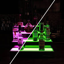 LIQUOR SHELF / 4 TIER / BLACK / MULTI COLOR LED'S / 36"