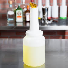 2 QT. WHITE POUR BOTTLE WITH YELLOW SPOUT AND CAP