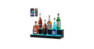 LIQUOR SHELF / 2 TIER / BLACK / MULTI COLOR LED'S / 24"