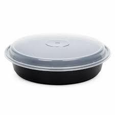 48 OZ BLACK ROUND MICROWAVABLE HEAVY WEIGHT CONTAINER WITH