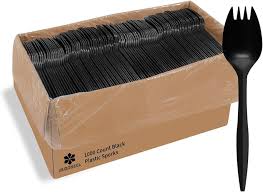 SPORK / BLACK / MEDIUM WEIGHT  PLASTIC / 1,000 PER CASE