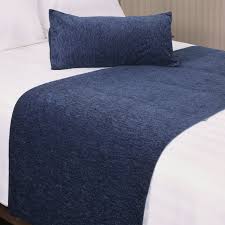 CHENILLE BED SCARF / QUEEN / 26 X 94 / POISED NAVY