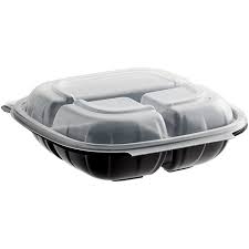 10 X 10 X 3 MICROWAVEABLE 1-COMPARMENT BLACK / CLEAR