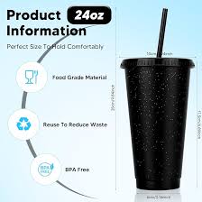 PARTY YARD / 24 OZ / WITH BLAC K LID & STRAW / CLEAR (EACH)
