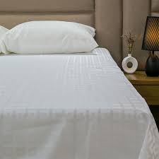 TOP SHEET / GEO BOX / SATIN STRIPE SQUARE PATTERN / QUEEN