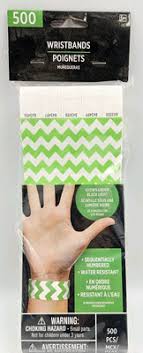 NEON GREEN NUMBERED WRISTBANDS - BOX OF 500