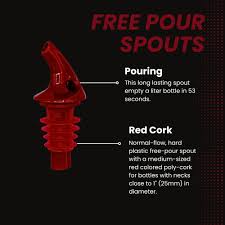 RED NEON PLASTIC POUR SPOUTS (DOZEN)