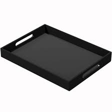 SS SERVICE TRAY WITH BLACK VINYL COATING 12"