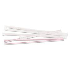 WRAPPED JUMBO STRAWS, 10 1/4",  PLASTIC, WHITE W/ RED STRIP,