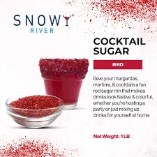 RIMMING SUGAR - RED - 1 LB POUCH.