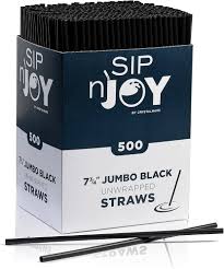 BLACK FAT STRAWS / 6" (25/300/7,500) [CASE]