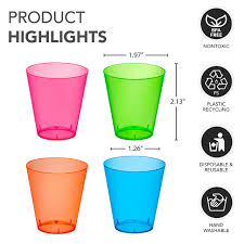 1 OZ PLASTIC SHOT CUPS / ASSORTED NEON (60/PACK)